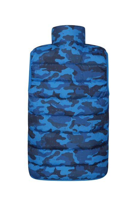 'Rocko' Kids Printed Gilet Water Resistant Padded Rain Jacket Blue - Image 3