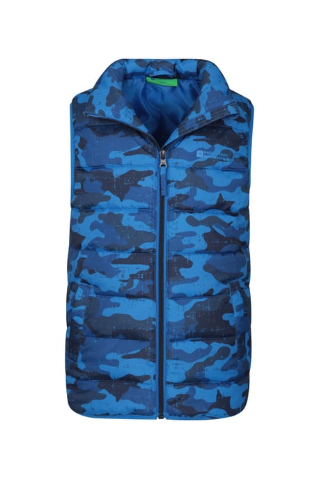 'Rocko' Kids Printed Gilet Water Resistant Padded Rain Jacket Blue - Image 5