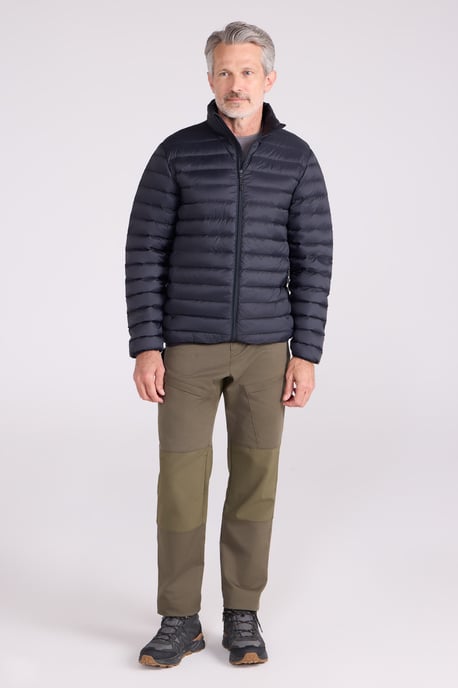 'Featherweight' Men's Down Jacket Water Resistant Puffer Full Zip Winter Coat Black - Image 2