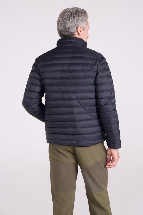 'Featherweight' Men's Down Jacket Water Resistant Puffer Full Zip Winter Coat Black - Image 3