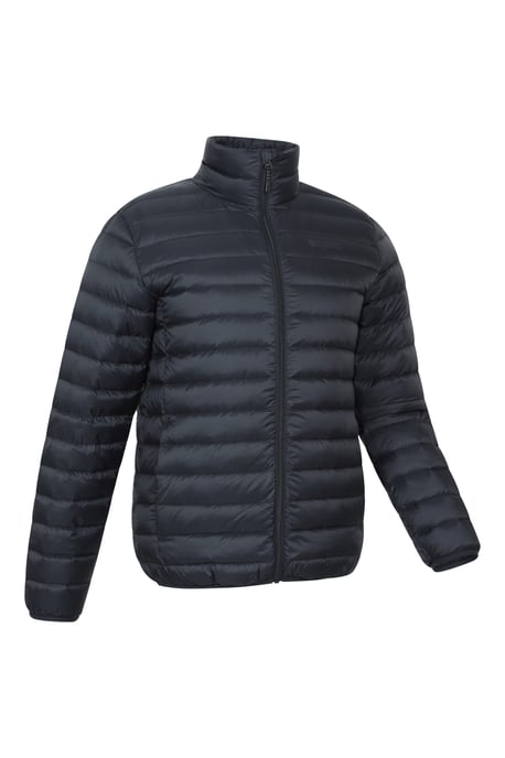 'Featherweight' Men's Down Jacket Water Resistant Puffer Full Zip Winter Coat Black - Image 6