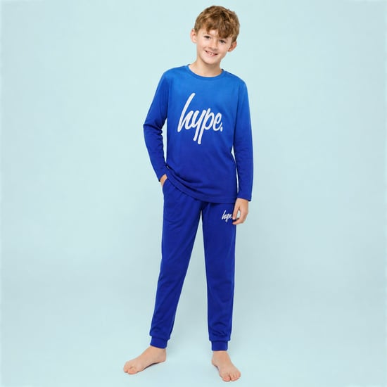 Boys Ombre Long Sleeve Pyjama Set Blue Kids Nightwear - Image 4