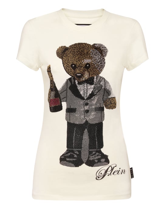 Bomull Sexig Pure Fit T-shirt Teddy Waiter Crystal - Image 1