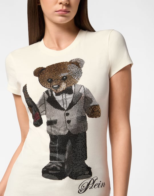 Bomull Sexig Pure Fit T-shirt Teddy Waiter Crystal - Image 3