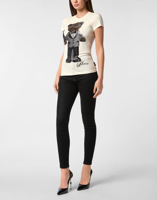 Bomull Sexig Pure Fit T-shirt Teddy Waiter Crystal - Image 4