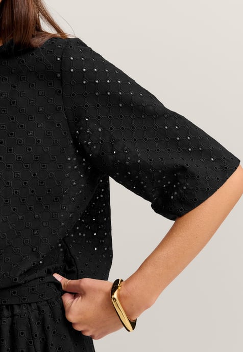 Bugatti Damen Blouse met korte mouwen, modern model met gaatjespatroon - Image 4