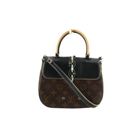 Louis Vuitton stoffen schoudertas met ketting. - Image 3