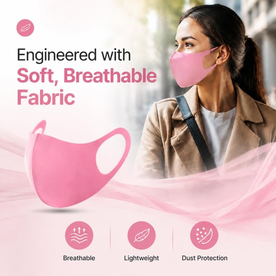 Aquarius Pink Face Mask Reusable Washable Breathable Adult Mask Protection Cover - Image 2