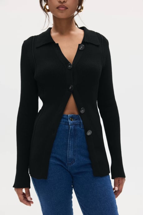 BENU Svart Dam Stickad Cardigan - Image 3