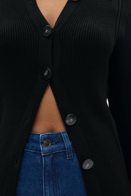 BENU Svart Dam Stickad Cardigan - Image 4