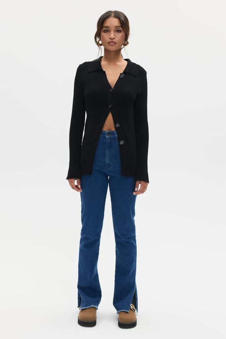 BENU Svart Dam Stickad Cardigan - Image 5
