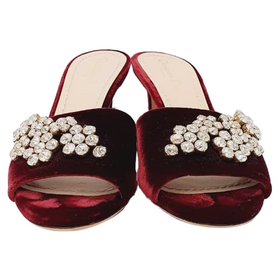 Dior Soul Swarovski Rhinestones Mules in Burgundy Velvet - Image 2