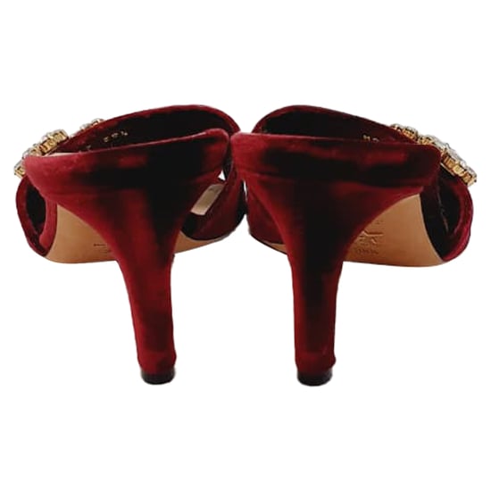 Dior Soul Swarovski Rhinestones Mules in Burgundy Velvet - Image 3