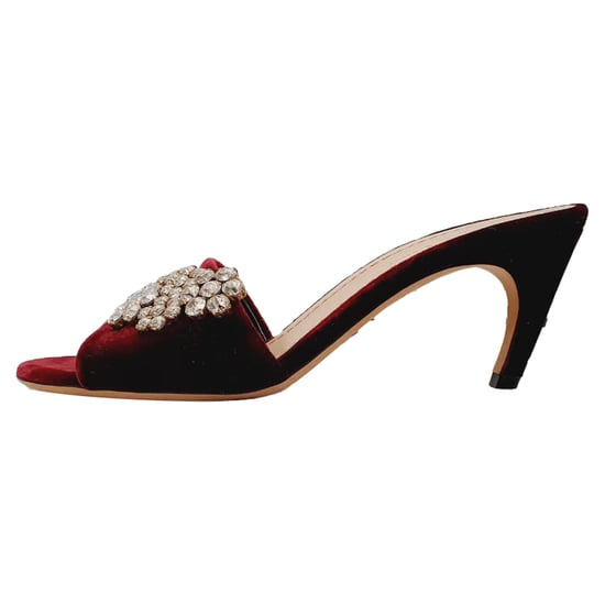 Dior Soul Swarovski Rhinestones Mules in Burgundy Velvet - Image 4