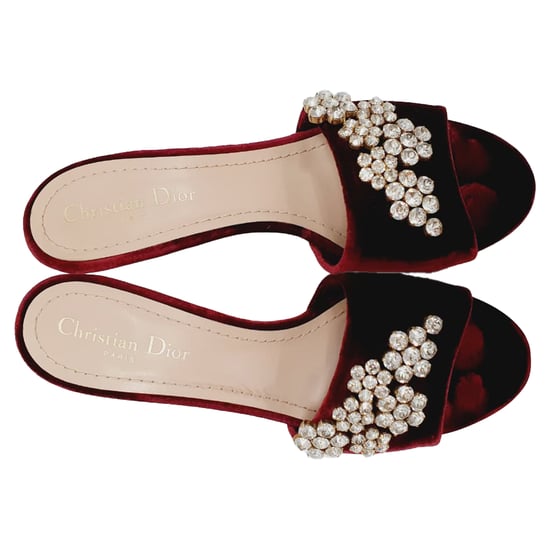 Dior Soul Swarovski Rhinestones Mules in Burgundy Velvet - Image 5