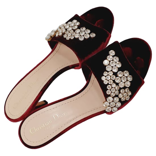 Dior Soul Swarovski Rhinestones Mules in Burgundy Velvet - Image 6
