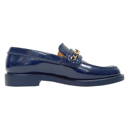 Chanel Shiny Logo Loafers in Blue Calfskin Patent Leather - Image 1