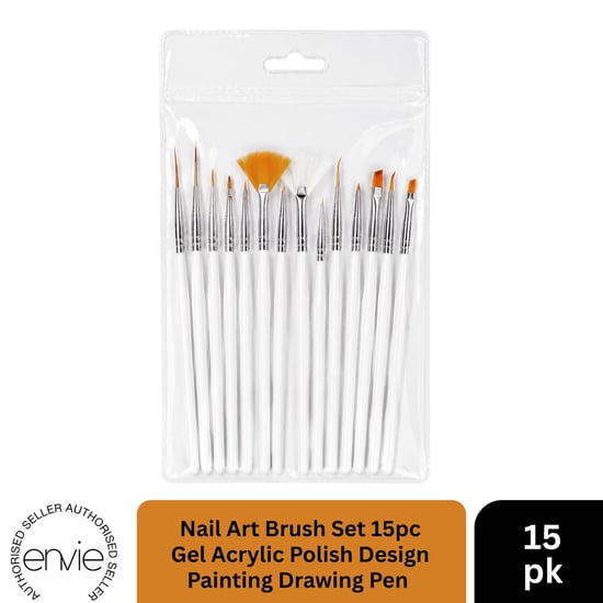 Nail Art Brush Set 15pc Gel Acrylic Polish Design Painting Drawing Pen Pack - Image 1