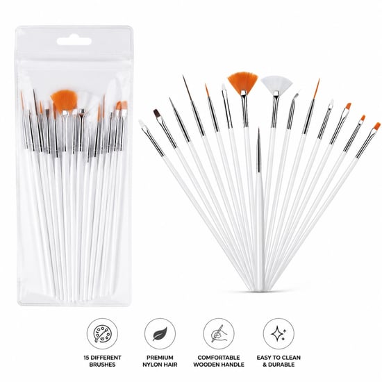 Nail Art Brush Set 15pc Gel Acrylic Polish Design Painting Drawing Pen Pack - Image 3
