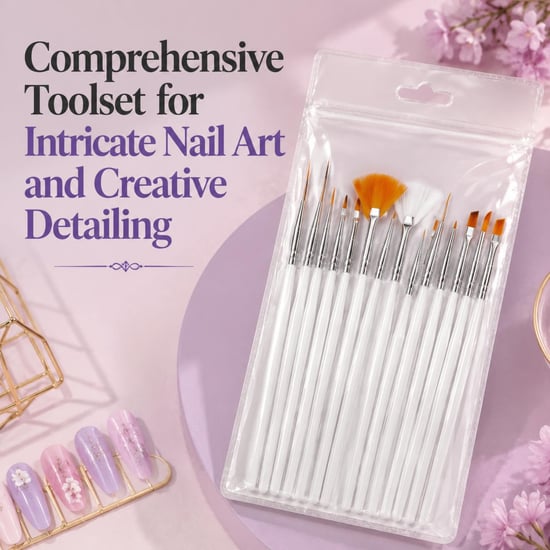 Nail Art Brush Set 15pc Gel Acrylic Polish Design Painting Drawing Pen Pack - Image 6