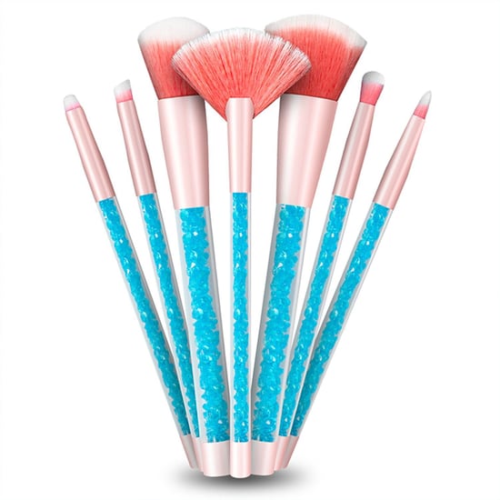 Cosmic Makeup Brush Set 7 Piece Turquoise Liquid Glitter Handle Beauty Tool Kit - Image 2