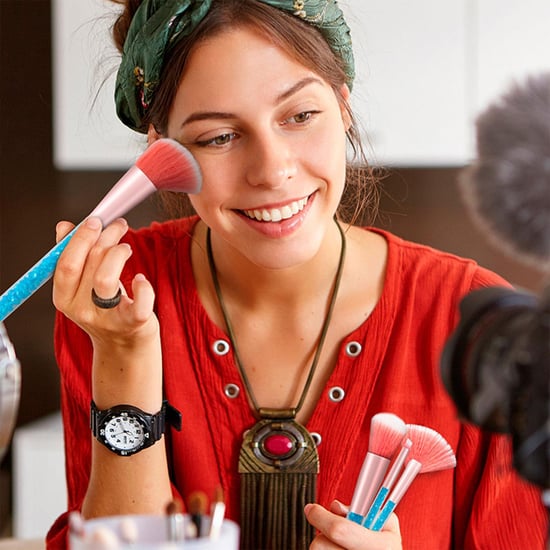 Cosmic Makeup Brush Set 7 Piece Turquoise Liquid Glitter Handle Beauty Tool Kit - Image 4