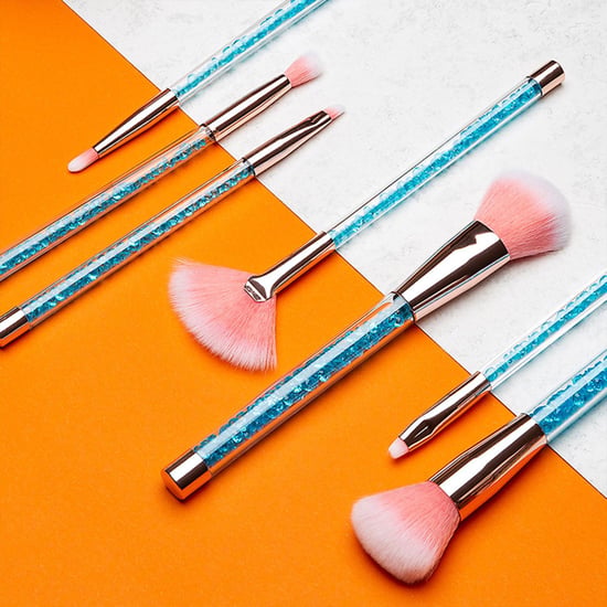 Cosmic Makeup Brush Set 7 Piece Turquoise Liquid Glitter Handle Beauty Tool Kit - Image 6