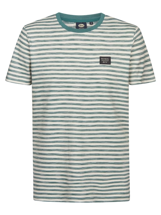 Petrol Industries - Heren Gestreept T-shirt Ceniza - Groen - Image 1