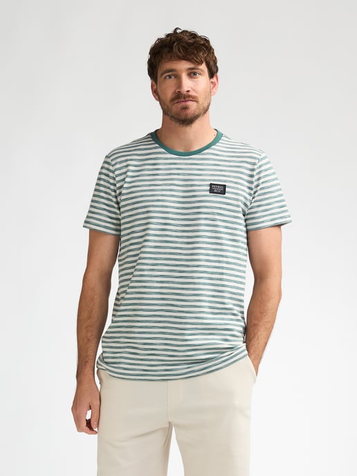 Petrol Industries - Heren Gestreept T-shirt Ceniza - Groen - Image 3