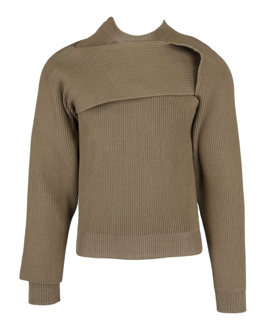 Bottega Veneta heren asymmetrische ribgebreide trui - Image 1