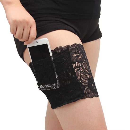 Aquarius Women's Lace Anti Slip Thigh Band And Discreet Phone Pocket Holder Comfortable Chafing Prevention Underwear Accessory For Summer Dresses In Black - Image 3