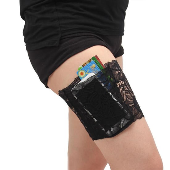 Aquarius Women's Lace Anti Slip Thigh Band And Discreet Phone Pocket Holder Comfortable Chafing Prevention Underwear Accessory For Summer Dresses In Black - Image 4