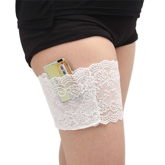 Aquarius Women's Lace Anti Slip Thigh Band And Discreet Phone Pocket Holder Comfortable Chafing Prevention Underwear Accessory For Summer Dresses In White - Image 3