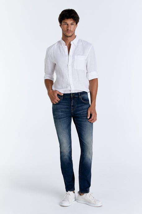 Lance jeans met middelhoge taille, normale lengte en 5 zakken, donkerblauw - Image 1
