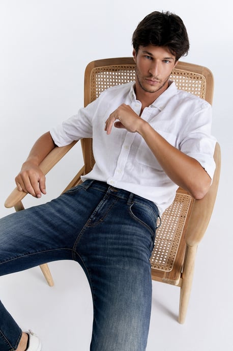 Lance jeans met middelhoge taille, normale lengte en 5 zakken, donkerblauw - Image 3