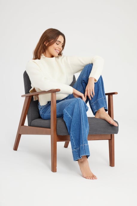 Layla jeans met middelhoge taille, volledige lengte, plooien en 5 zakken, mediumblauw - Image 4