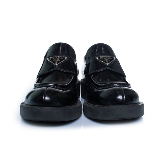 Prada, black high shine leather loafers - Image 3