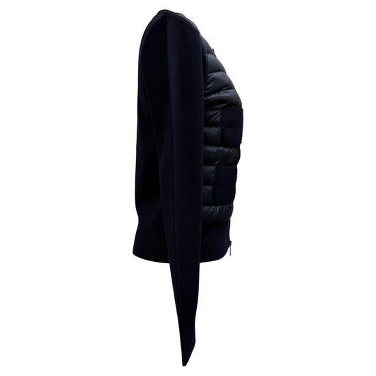 Moncler Padded Zip-Up Cardigan in Navy Blue Polyamide - Image 2