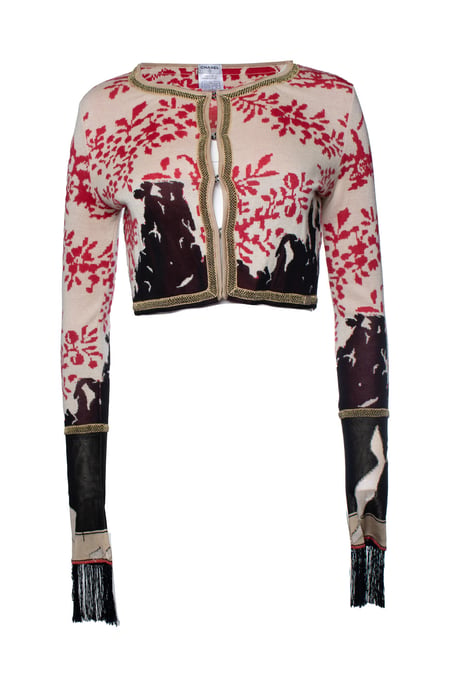 Chanel, siden- och kashmirblommig tryckt cardigan - Image 1