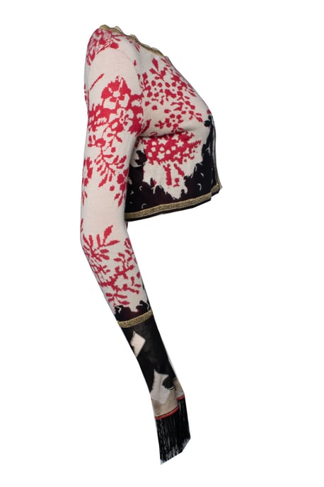 Chanel, siden- och kashmirblommig tryckt cardigan - Image 4