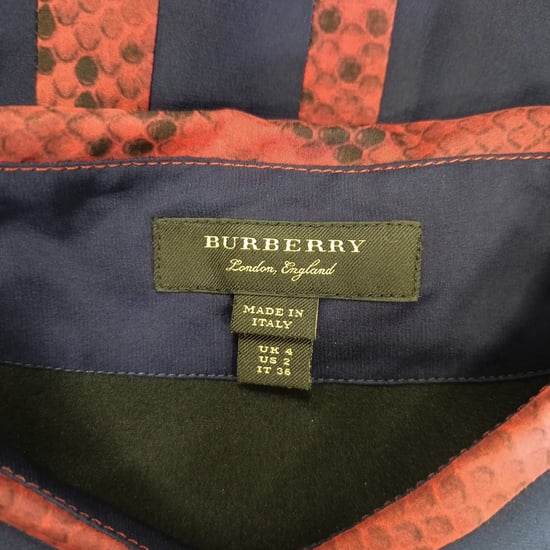 Burberry Snakeskin-Print Trimmed Midi Dress in Navy Blue Silk - Image 4