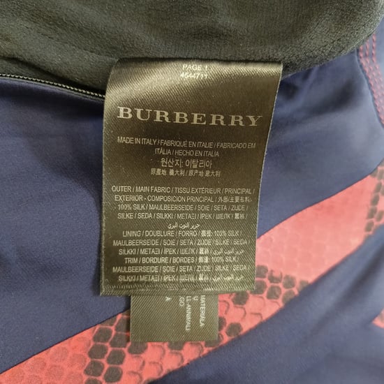 Burberry Snakeskin-Print Trimmed Midi Dress in Navy Blue Silk - Image 5