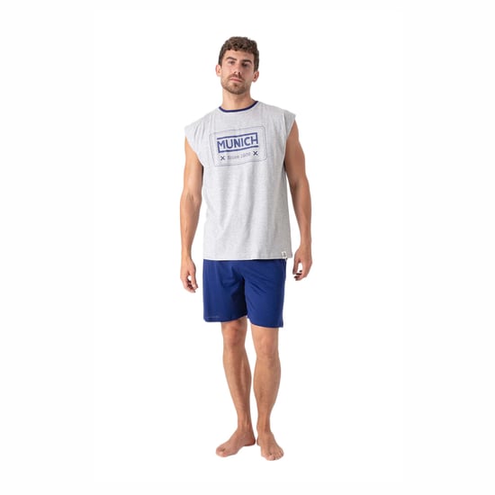 Heren Zomer Korte Mouwloze Pyjama met Brede Armsgaten MU19 - Image 1