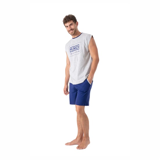 Heren Zomer Korte Mouwloze Pyjama met Brede Armsgaten MU19 - Image 2