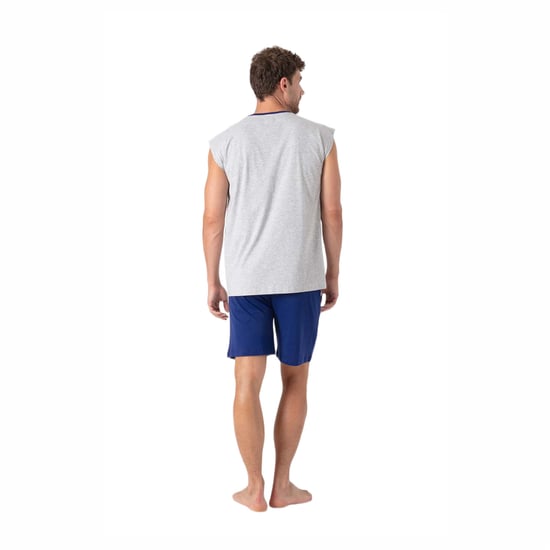 Heren Zomer Korte Mouwloze Pyjama met Brede Armsgaten MU19 - Image 3