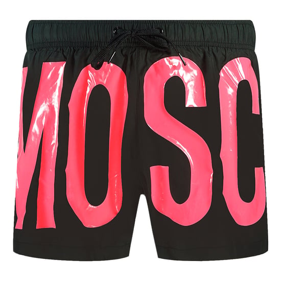 Moschino Grote Roze Logo Zwarte Zwemshorts - Image 1