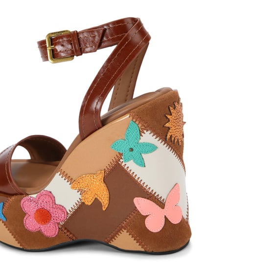 Kurt Geiger London Leather Patchwork Platform Wedge Heels - Image 3