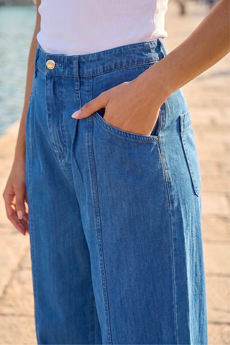 Petite Stitch Pocket Wide Leg Jeans - Image 4
