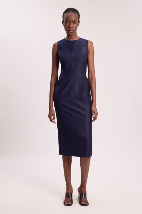 Tailored Satin Keyhole Cut Out Midi Dress - Image 1