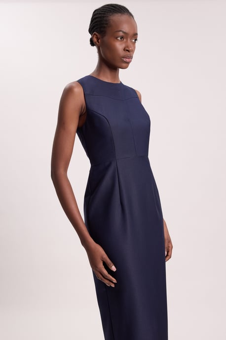 Tailored Satin Keyhole Cut Out Midi Dress - Image 2